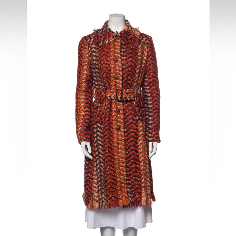 Anna Sui Fall 2006 Burnt Orange Woven Wool Coat RARE size 8 - Picture 2 of 8